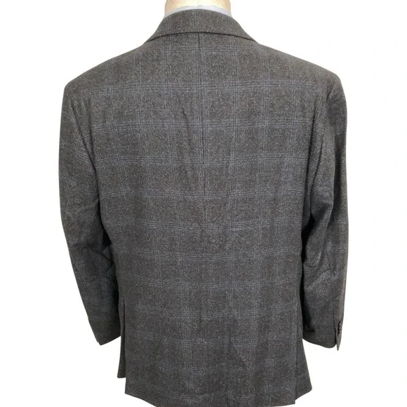 Joseph Abboud Blazer Mens 44S Gray Blue Plaid Heritage Tollegno 1900 Wool Italy
